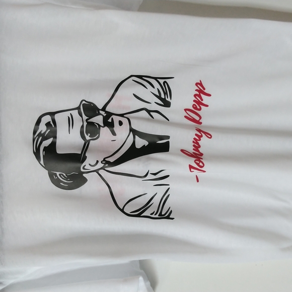 SBC Johnny Depp Short Sleeve V-Neck White T-Shirt - Picture 7 of 7